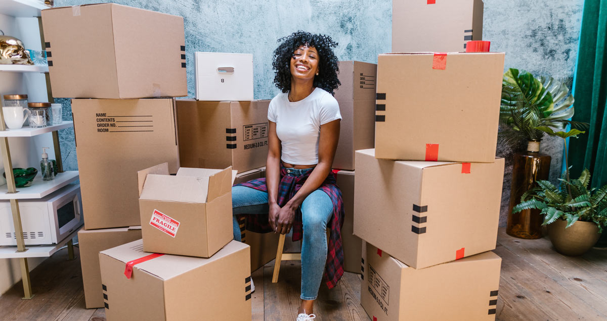 Picture of lady packing boxes